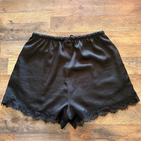 a new day Black Satin Lace Trim Shorts - Picture 3 of 4